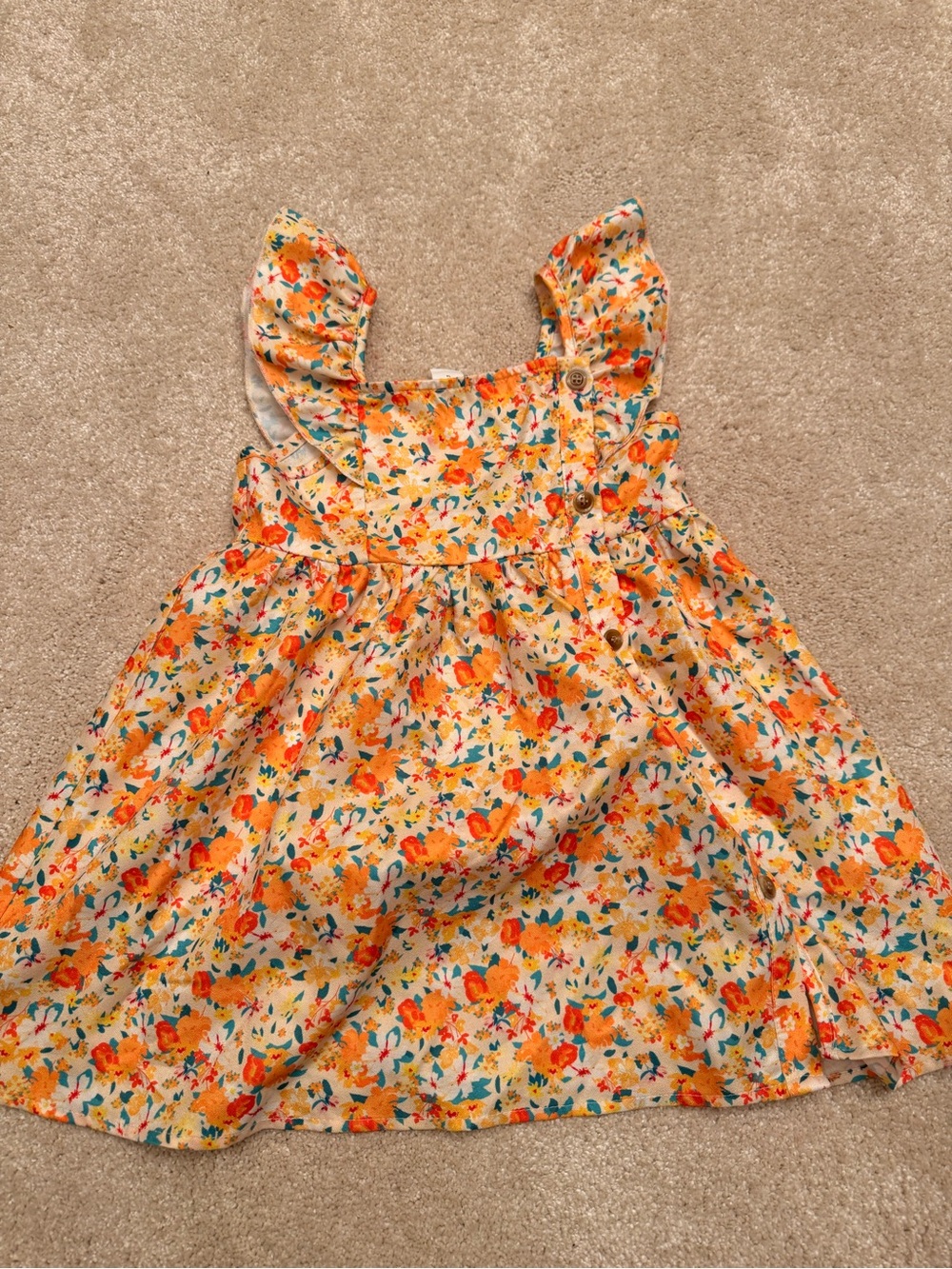 SHEIN Cream Tank Dress with Orange Floral Print
